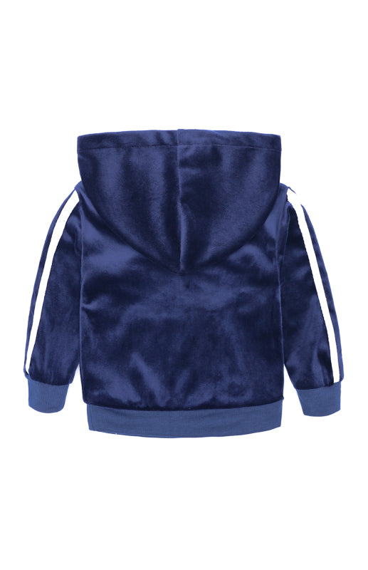 Children's Hooded Side Strip Gold Velvet Pyjama Sets
