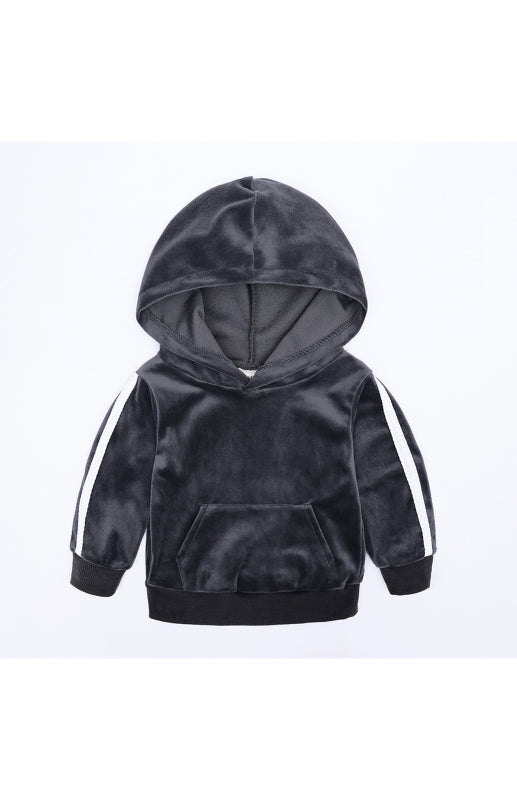 Children's Hooded Side Strip Gold Velvet Pyjama Sets