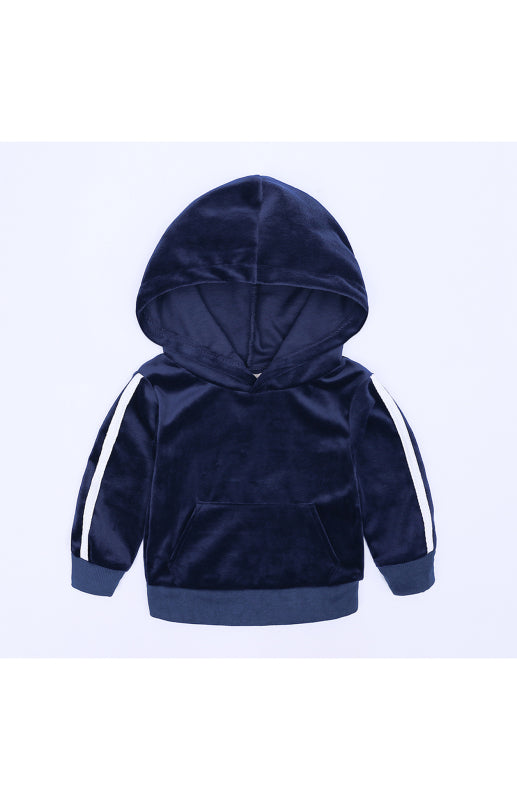 Children's Hooded Side Strip Gold Velvet Pyjama Sets