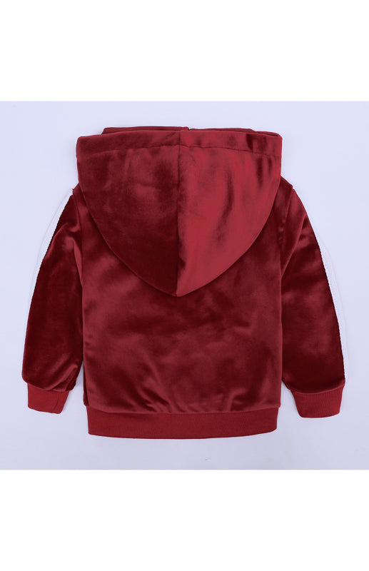 Children's Hooded Side Strip Gold Velvet Pyjama Sets
