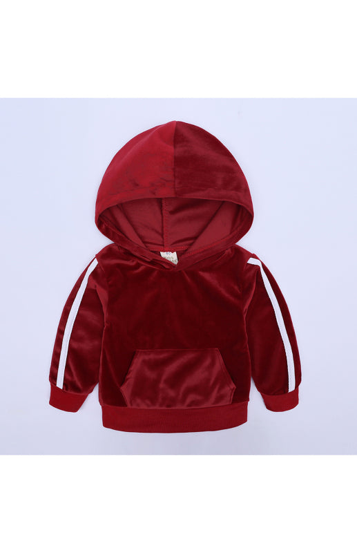 Children's Hooded Side Strip Gold Velvet Pyjama Sets