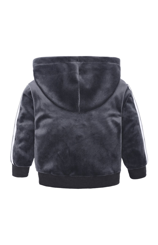 Children's Hooded Side Strip Gold Velvet Pyjama Sets