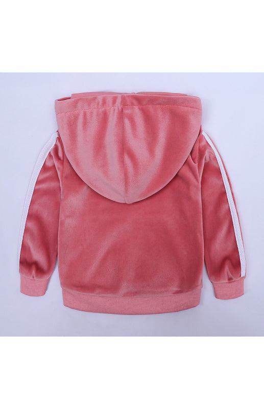 Children's Hooded Side Strip Gold Velvet Pyjama Sets