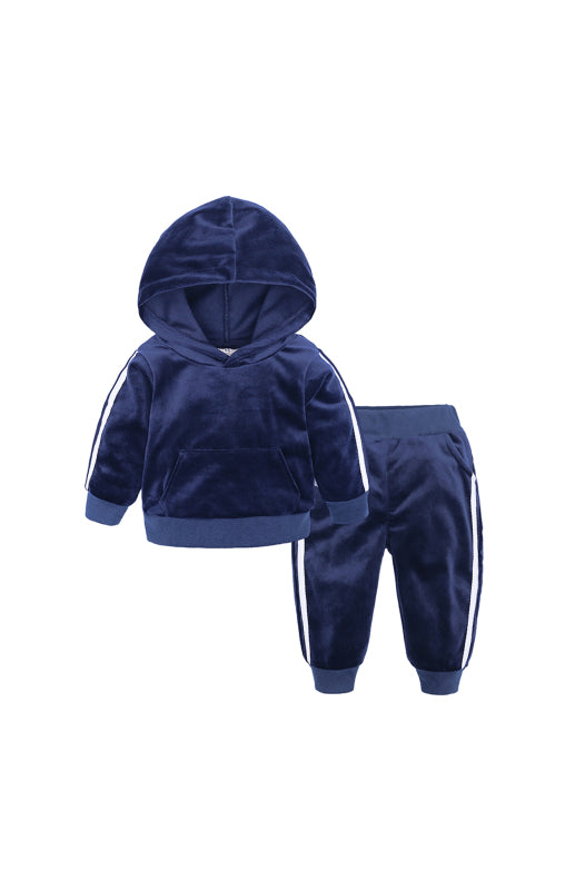 Children's Hooded Side Strip Gold Velvet Pyjama Sets