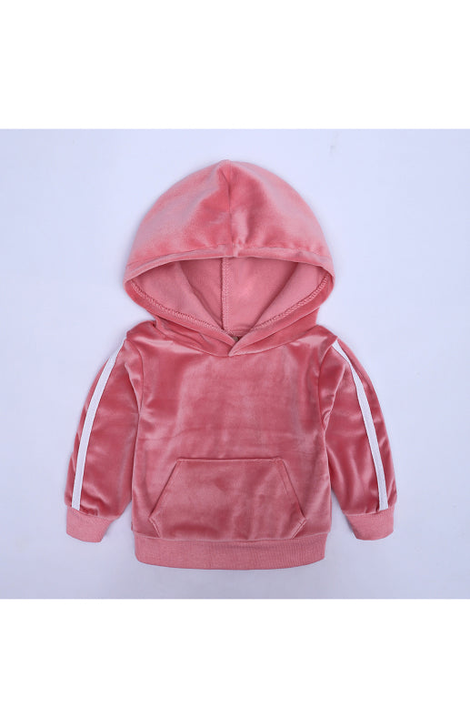Children's Hooded Side Strip Gold Velvet Pyjama Sets
