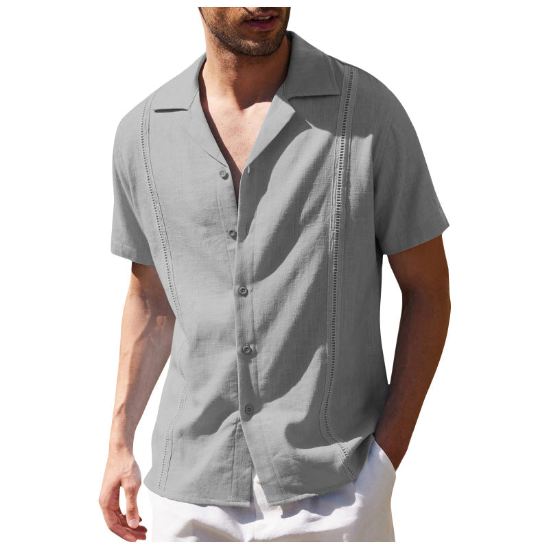 Men's Solid Color Linen Resort Shirt