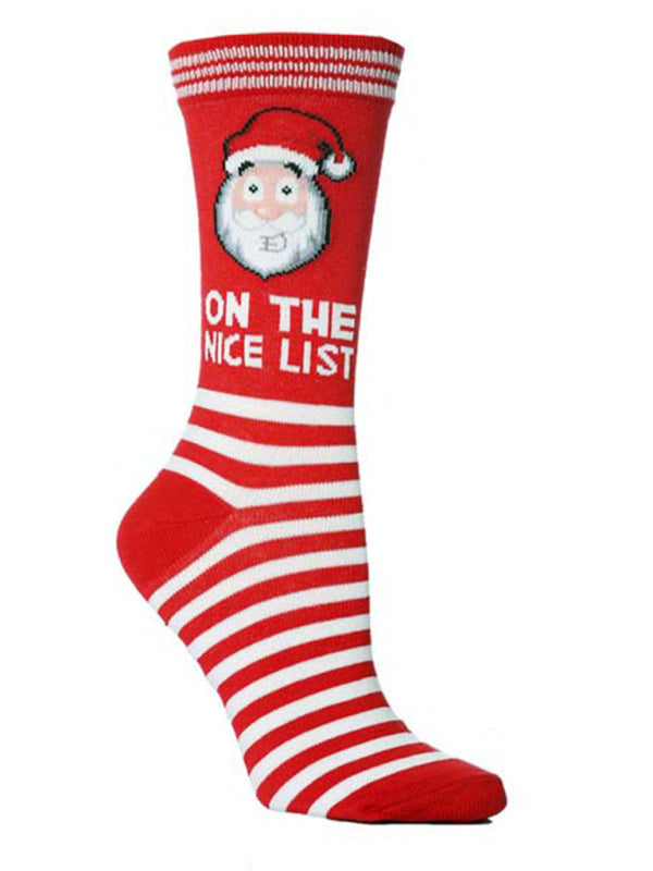 Women's Christmas Color Mid Tube Cotton Socks