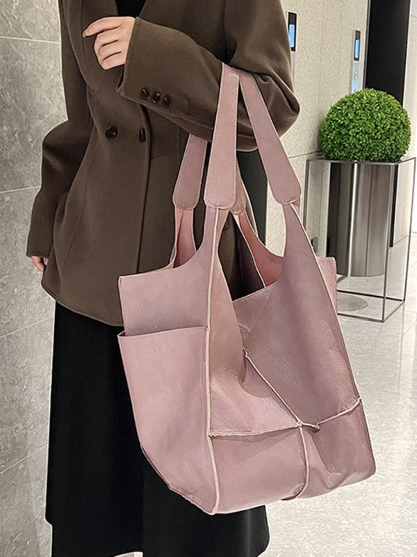 Simple Large Bag Soft Leather Large Capacity One Shoulder Portable Tote Bag