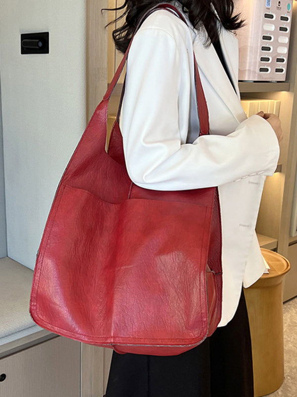 Simple Large Bag Soft Leather Large Capacity One Shoulder Portable Tote Bag