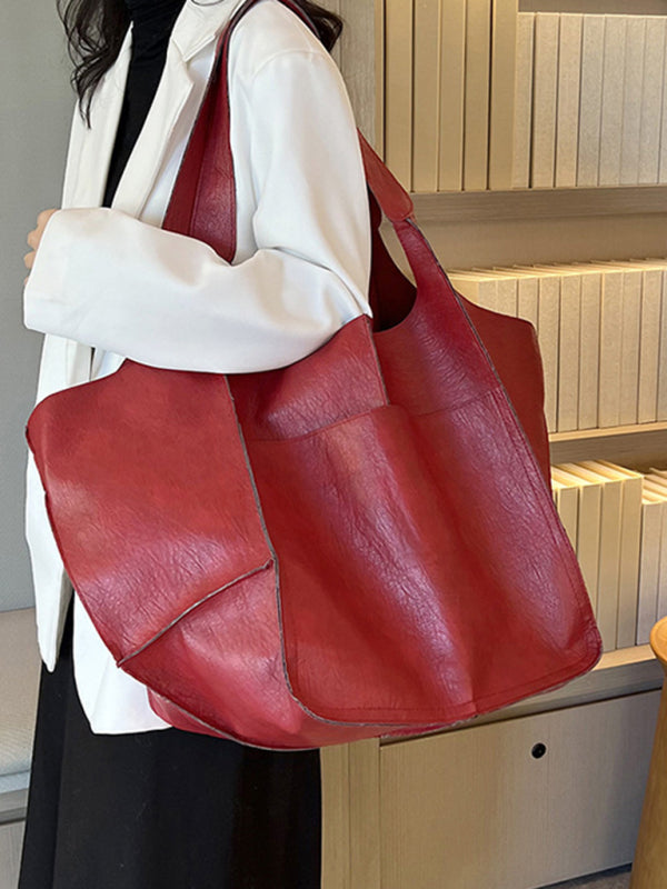 Simple Large Bag Soft Leather Large Capacity One Shoulder Portable Tote Bag