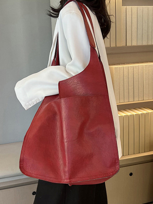 Simple Large Bag Soft Leather Large Capacity One Shoulder Portable Tote Bag