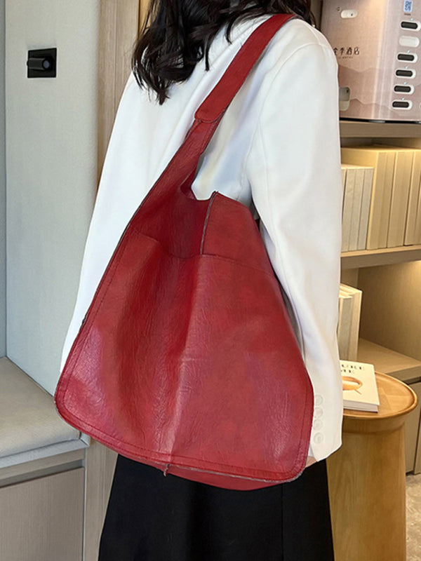Simple Large Bag Soft Leather Large Capacity One Shoulder Portable Tote Bag