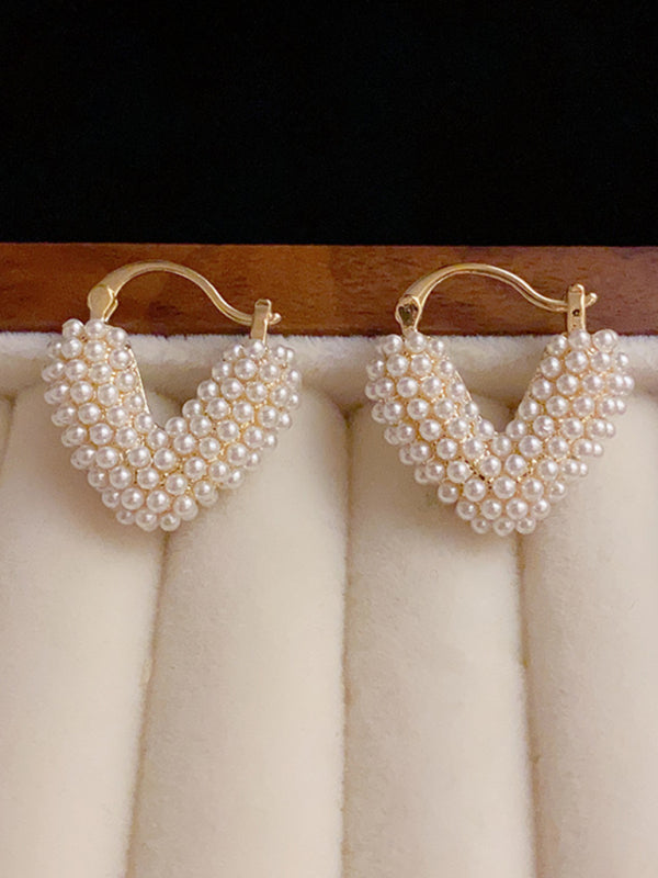 New sweet millet beads love heart sweet and cool niche design earrings