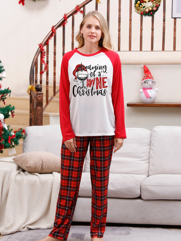 Christmas parent-child printed home pajamas two-piece set