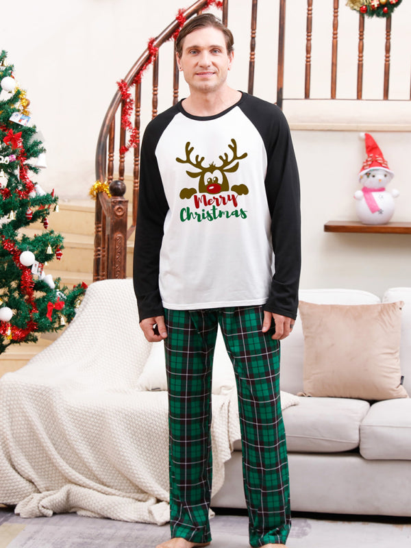 Christmas parent-child printed home pajamas two-piece set