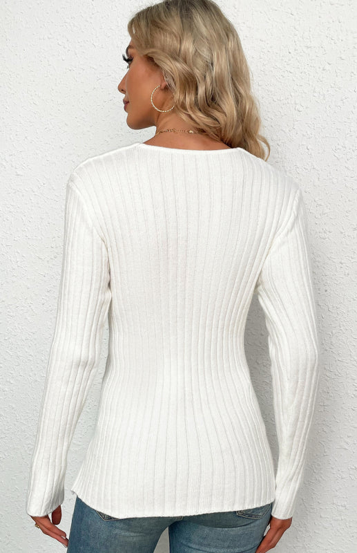Women's V-Neck Pullover Cross Sweater