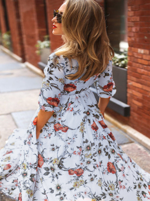 Bohemian Holiday Dress Floral printed
