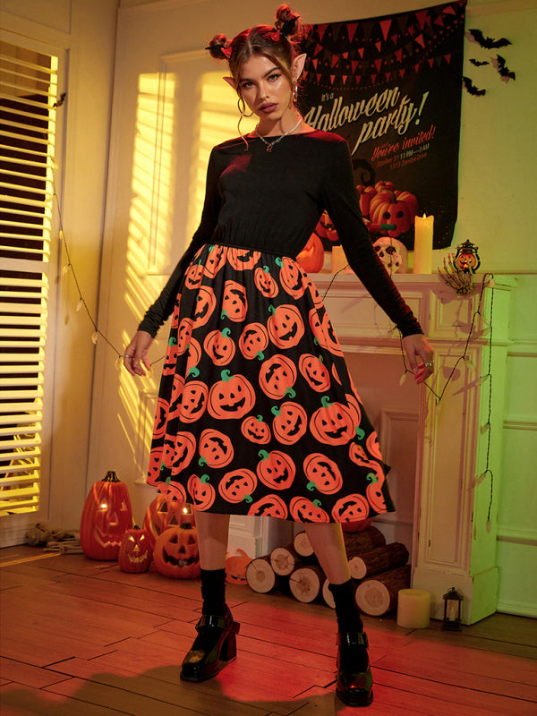 Women's Halloween print swing dress
