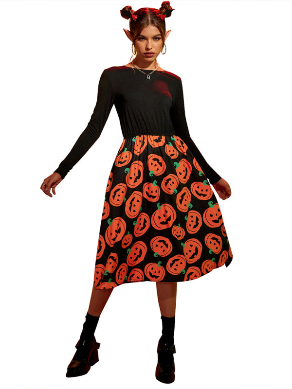 Women's Halloween print swing dress