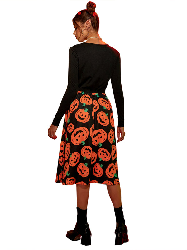 Women's Halloween print swing dress