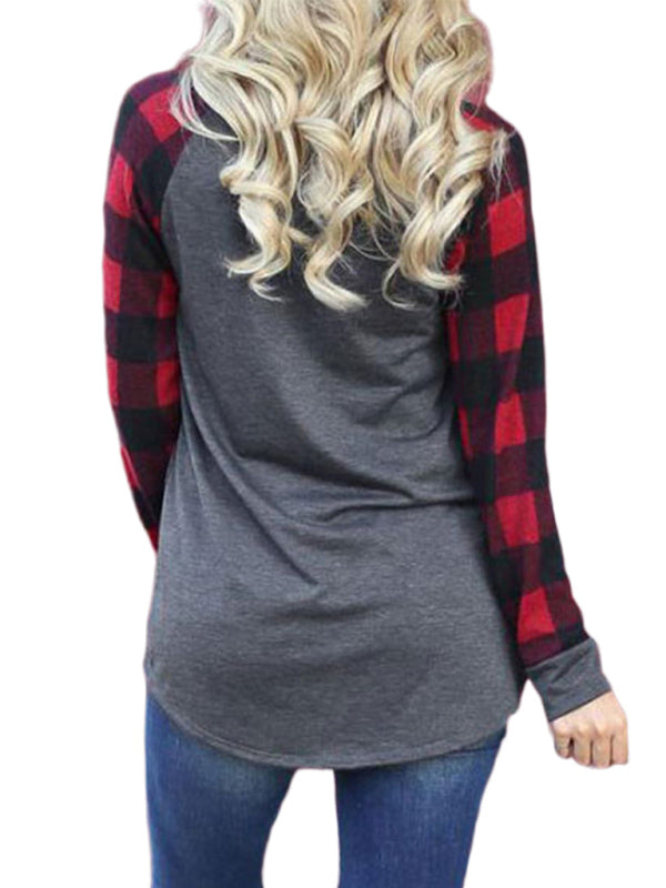 Christmas Tree Colorblock Raglan Sleeve Top