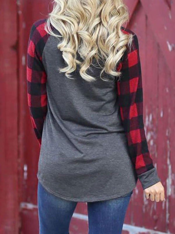 Christmas Tree Colorblock Raglan Sleeve Top