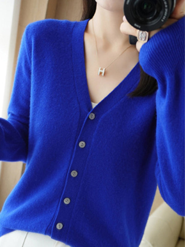 Women’s V-neck Button-front Closures Long Sleeves Cardigan