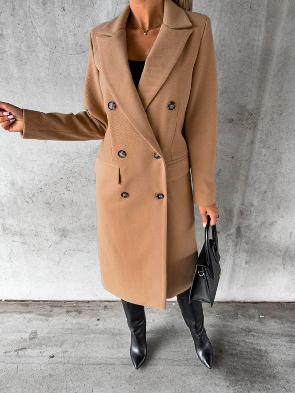 Women’s Classy Business Casual Overcoat With Button Fastens And Front Pockets