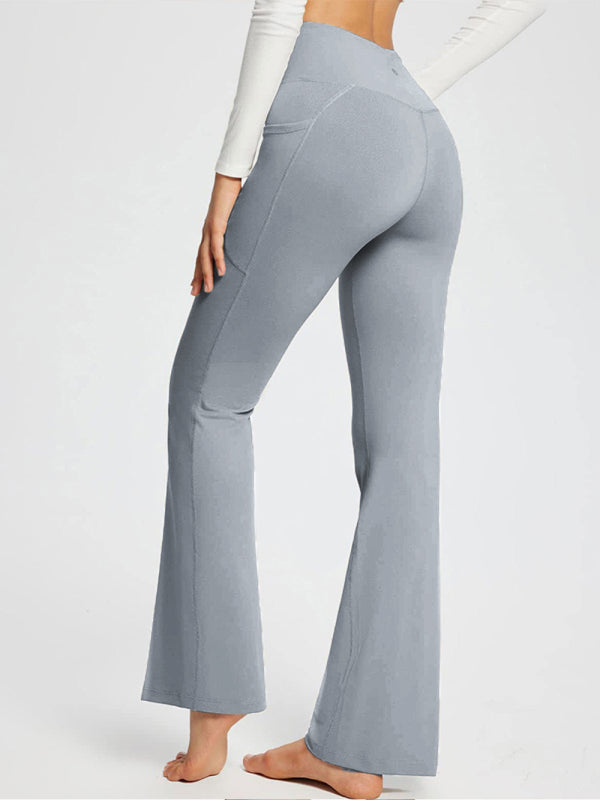 Women’s Solid Color Full Length Pocket Waist Flare Leggings