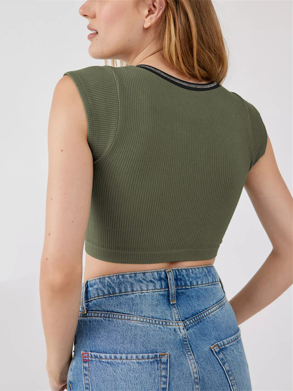 Women's V-neckline Cropped Baby Tee