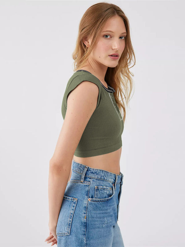 Women's V-neckline Cropped Baby Tee