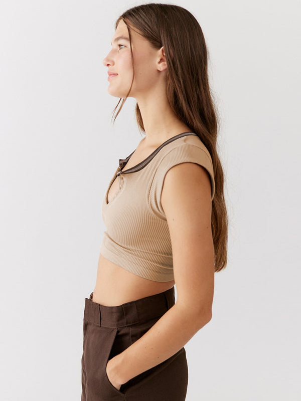 Women's V-neckline Cropped Baby Tee