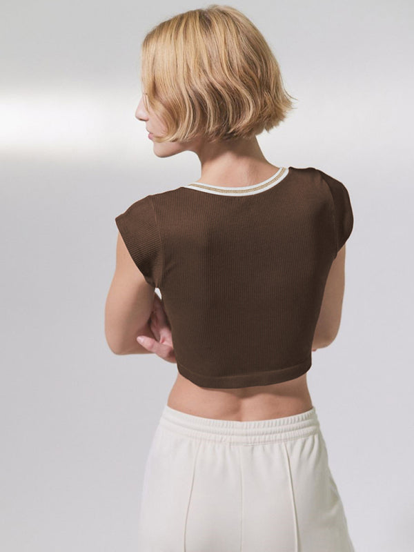 Women's V-neckline Cropped Baby Tee