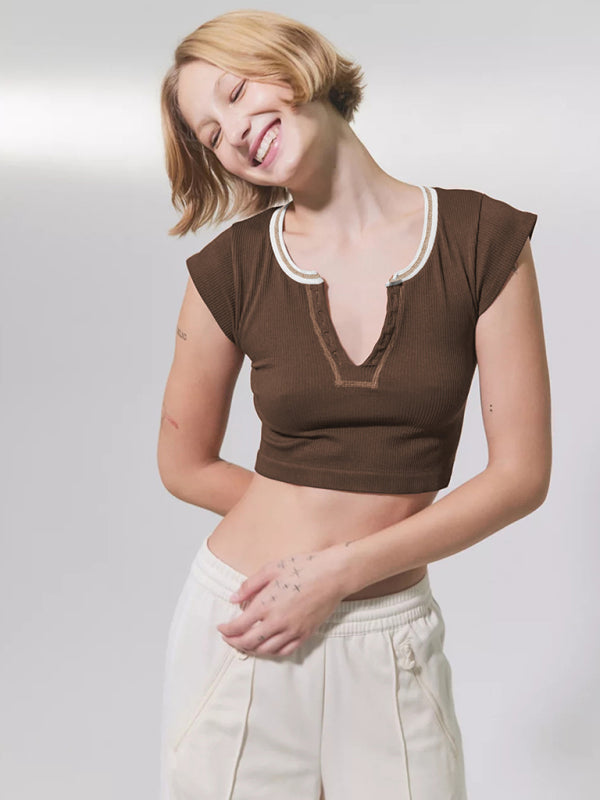 Women's V-neckline Cropped Baby Tee