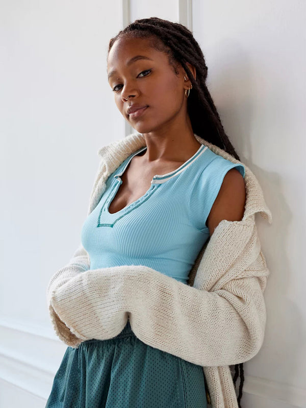 Women's V-neckline Cropped Baby Tee