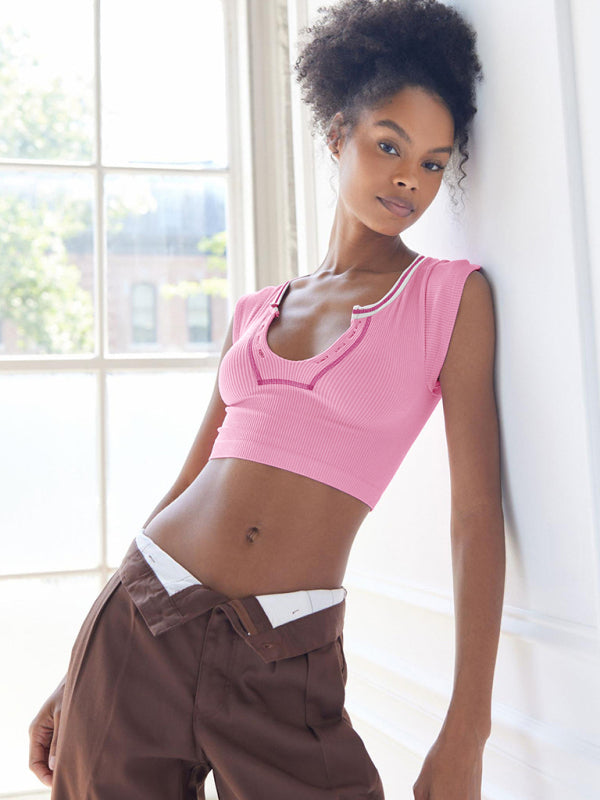 Women's V-neckline Cropped Baby Tee