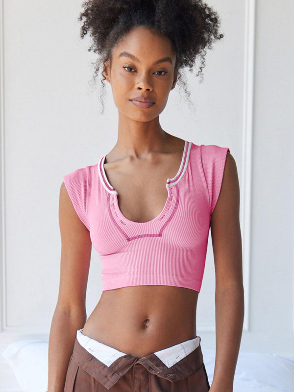 Women's V-neckline Cropped Baby Tee