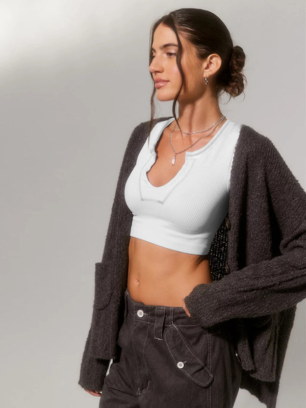Women's V-neckline Cropped Baby Tee