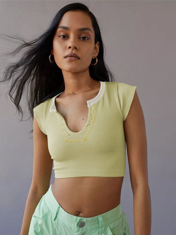 Women's V-neckline Cropped Baby Tee