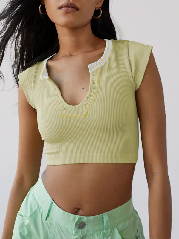Women's V-neckline Cropped Baby Tee