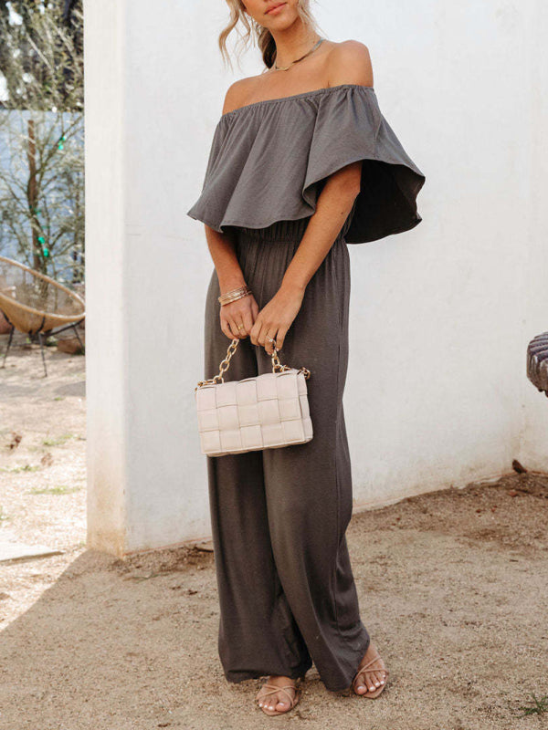 Women's Solid Color Off The Shoulder Jumpsuit