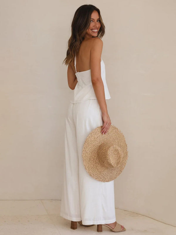 Women's Solid Color Linen Drawstring Pants