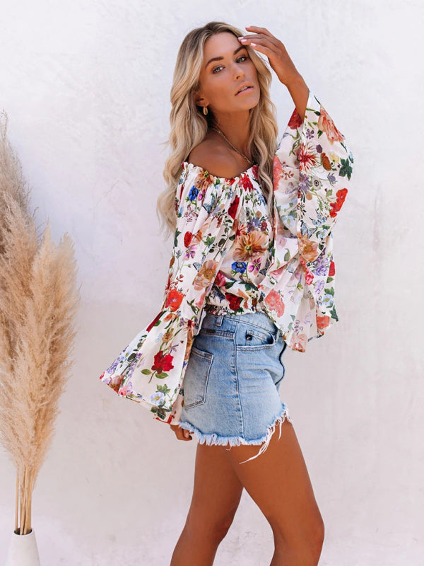 Women's Off-The-Shoulder Floral Print Blouse