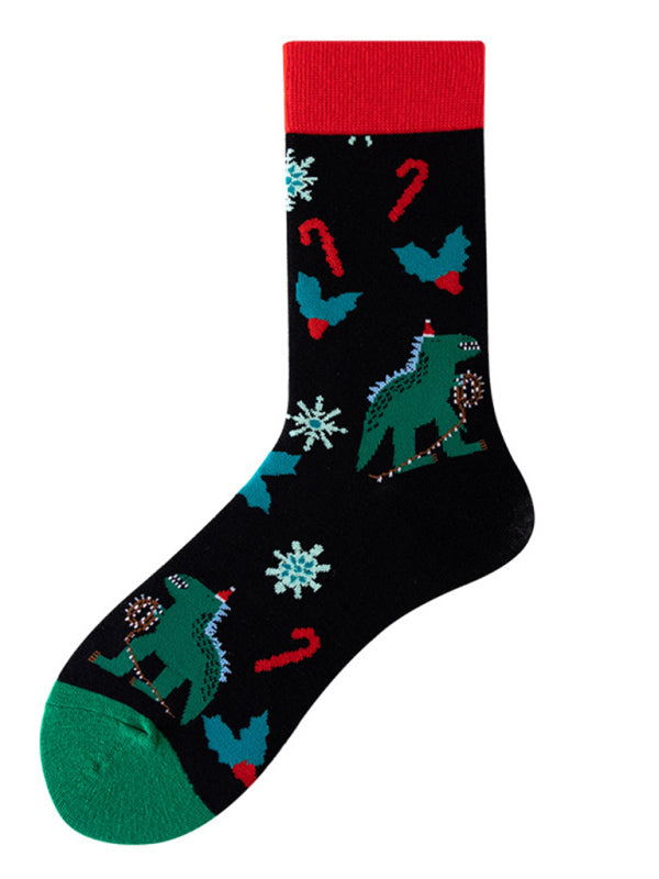 New mid-calf socks with Christmas fun patterns (a variety of colors to choose from)