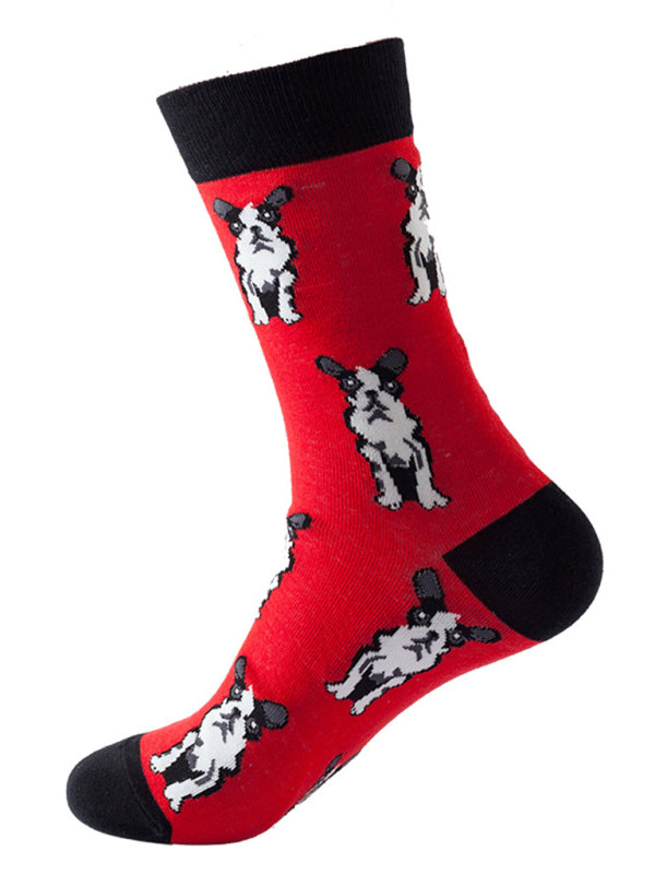 New trendy fun animal dog pattern mid-calf socks