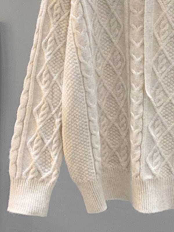 Women's twist loose hooded knitted sweater
