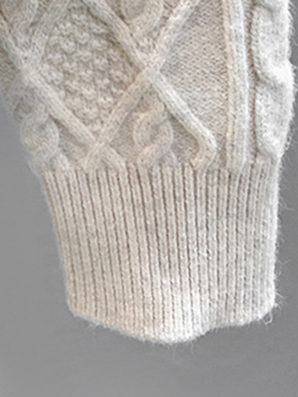 Women's twist loose hooded knitted sweater