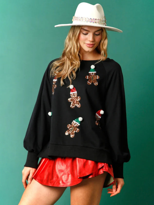 Christmas clothing women's Christmas sequined sweatshirt