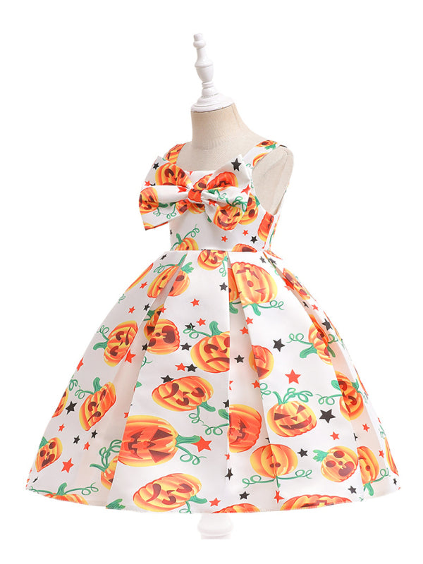 Halloween children's clothing, girls cosplay witch pumpkin performance dress princess dress