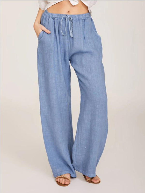 Women's Solid Color Linen Blend Pants